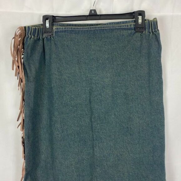 Tantrums Denim Wrap Fringe Western Long Skirt  Women's Medium. - Picture 9 of 13